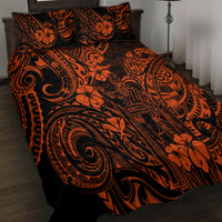 Hawaii King Kamehameha Quilt Bed Set Polynesian Pattern Orange Version - Wonder Print Shop