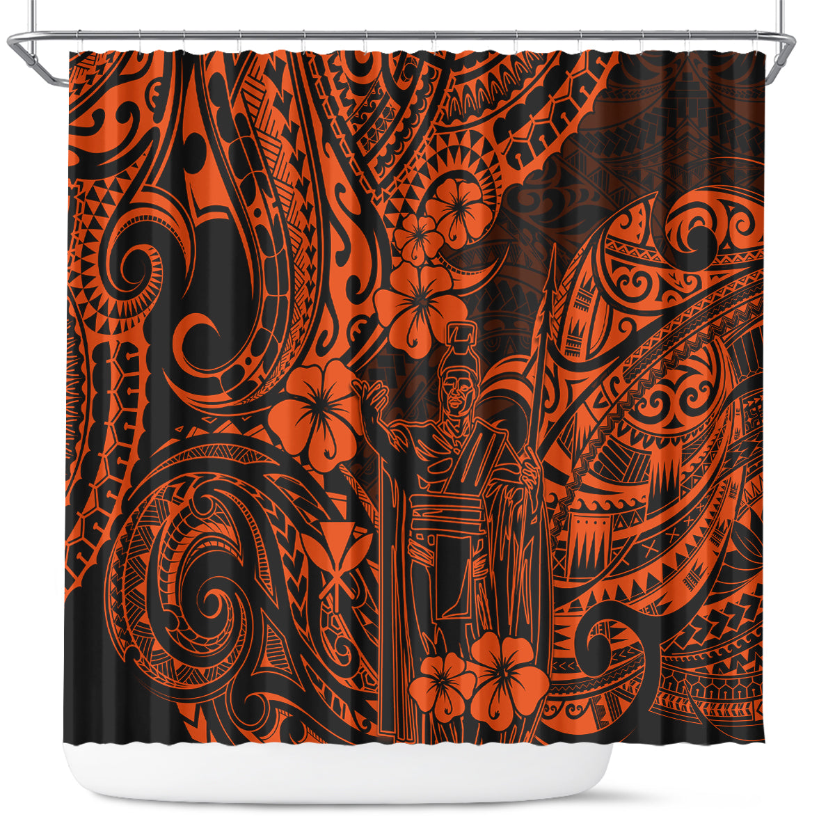 hawaii-king-kamehameha-shower-curtain-polynesian-pattern-orange-version
