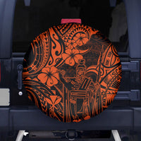 Hawaii King Kamehameha Spare Tire Cover Polynesian Pattern Orange Version - Wonder Print Shop