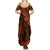 Hawaii King Kamehameha Summer Maxi Dress Polynesian Pattern Orange Version - Wonder Print Shop