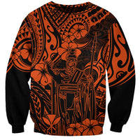 Hawaii King Kamehameha Sweatshirt Polynesian Pattern Orange Version - Wonder Print Shop
