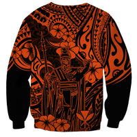 Hawaii King Kamehameha Sweatshirt Polynesian Pattern Orange Version - Wonder Print Shop