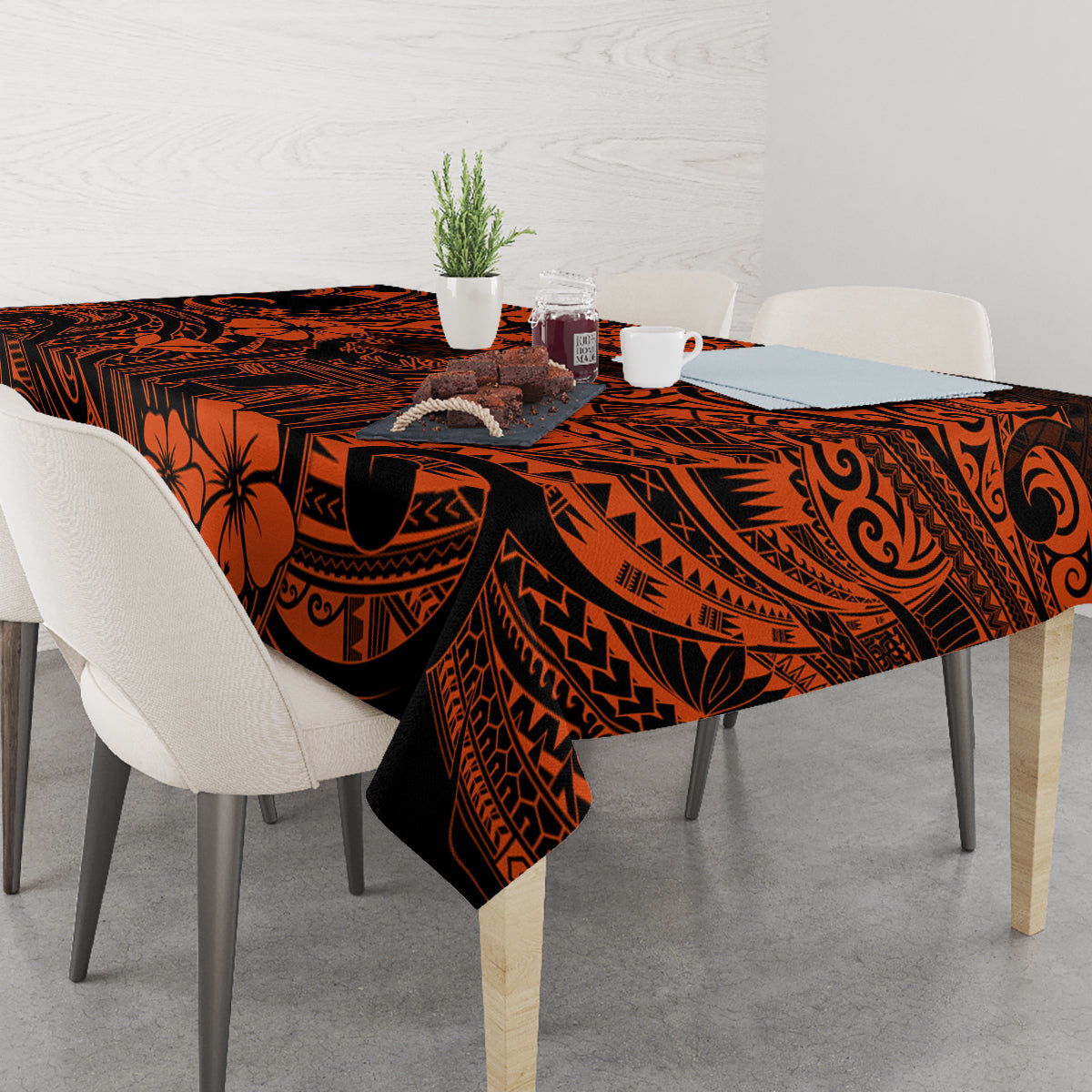 Hawaii King Kamehameha Tablecloth Polynesian Pattern Orange Version - Wonder Print Shop