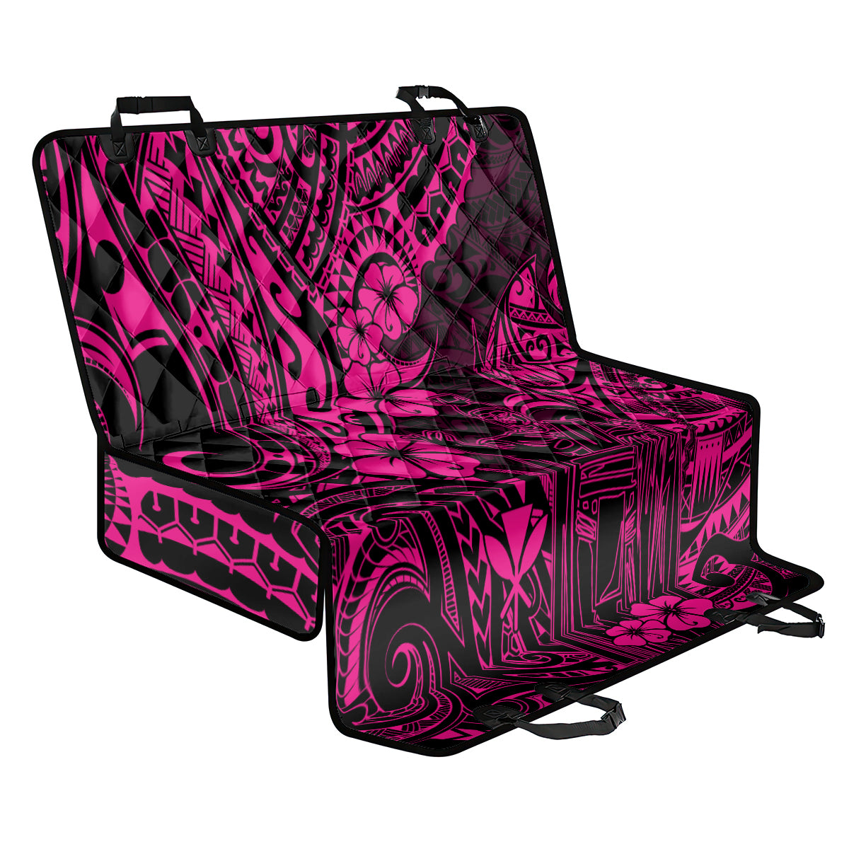 Hawaii King Kamehameha Back Car Seat Cover Polynesian Pattern Pink Version - Wonder Print Shop