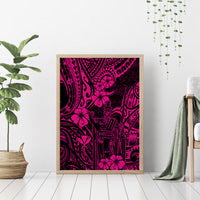 Hawaii King Kamehameha Canvas Wall Art Polynesian Pattern Pink Version - Wonder Print Shop