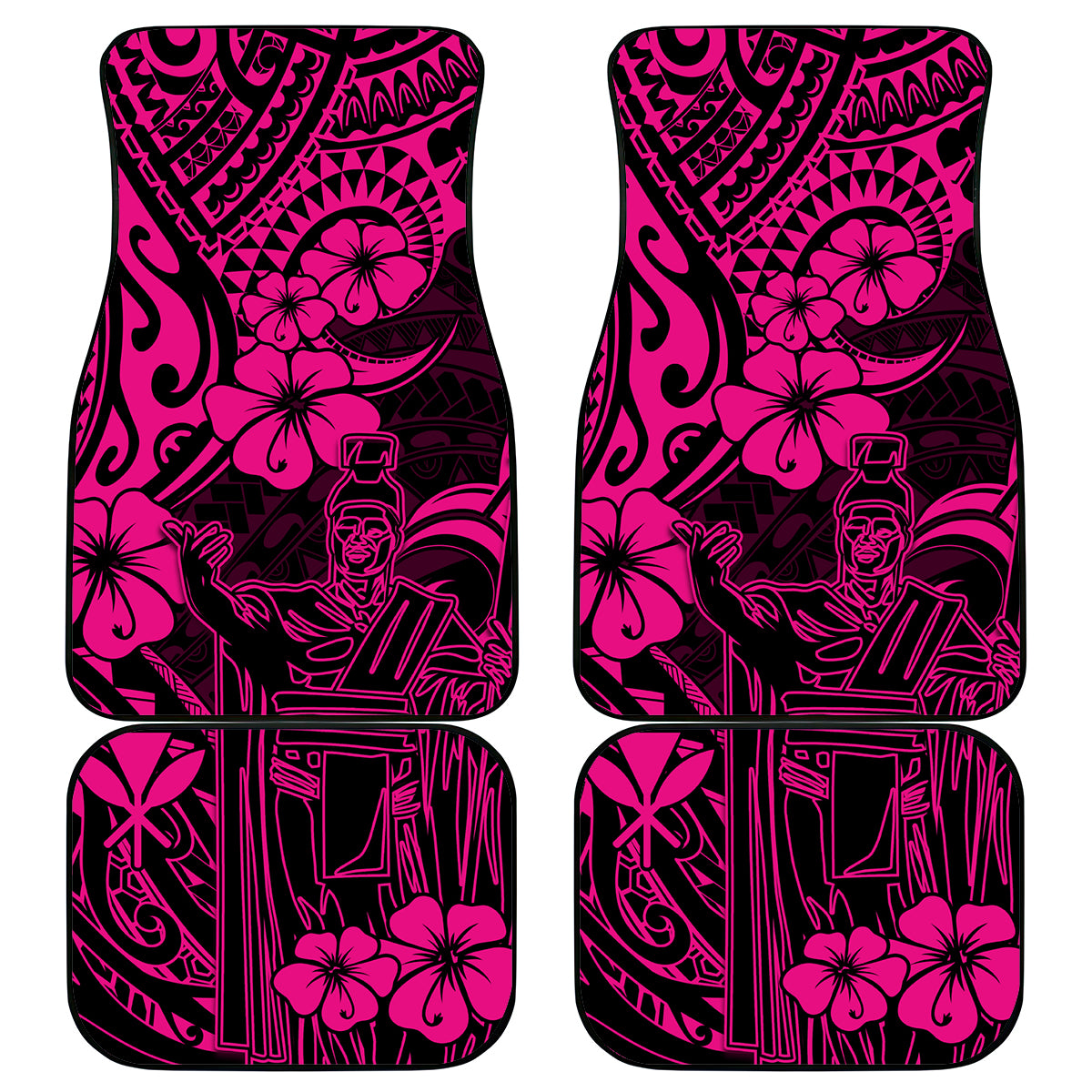 Hawaii King Kamehameha Car Mats Polynesian Pattern Pink Version - Wonder Print Shop