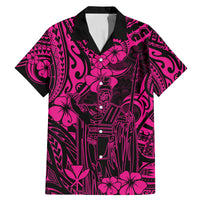 Hawaii King Kamehameha Family Matching Mermaid Dress and Hawaiian Shirt Polynesian Pattern Pink Version - Wonder Print Shop