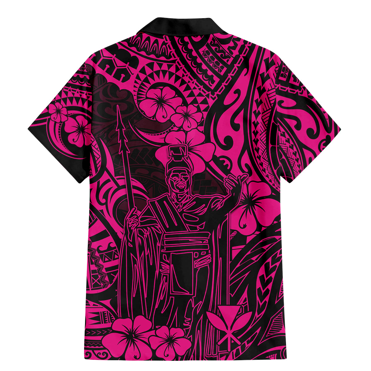 Hawaii King Kamehameha Family Matching Mermaid Dress and Hawaiian Shirt Polynesian Pattern Pink Version - Wonder Print Shop