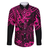 Hawaii King Kamehameha Family Matching Puletasi Dress and Hawaiian Shirt Polynesian Pattern Pink Version - Wonder Print Shop