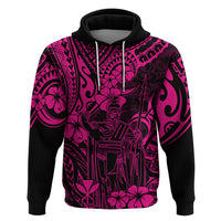 Hawaii King Kamehameha Hoodie Polynesian Pattern Pink Version - Wonder Print Shop