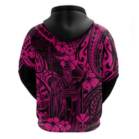 Hawaii King Kamehameha Hoodie Polynesian Pattern Pink Version - Wonder Print Shop