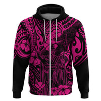 Hawaii King Kamehameha Hoodie Polynesian Pattern Pink Version - Wonder Print Shop