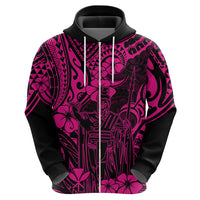 Hawaii King Kamehameha Hoodie Polynesian Pattern Pink Version - Wonder Print Shop