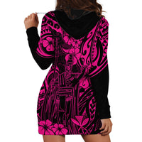 Hawaii King Kamehameha Hoodie Dress Polynesian Pattern Pink Version - Wonder Print Shop