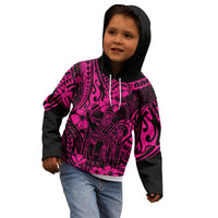 Hawaii King Kamehameha Kid Hoodie Polynesian Pattern Pink Version - Wonder Print Shop