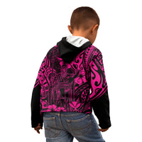 Hawaii King Kamehameha Kid Hoodie Polynesian Pattern Pink Version - Wonder Print Shop