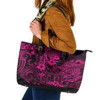 Hawaii King Kamehameha Leather Tote Bag Polynesian Pattern Pink Version - Wonder Print Shop