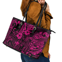 Hawaii King Kamehameha Leather Tote Bag Polynesian Pattern Pink Version - Wonder Print Shop