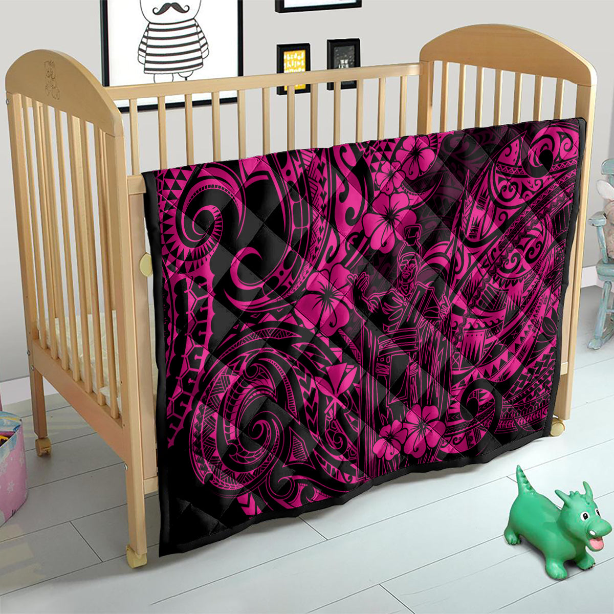 Hawaii King Kamehameha Quilt Polynesian Pattern Pink Version - Wonder Print Shop