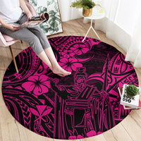 hawaii-king-kamehameha-round-carpet-polynesian-pattern-pink-version