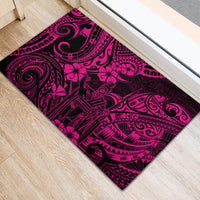 Hawaii King Kamehameha Rubber Doormat Polynesian Pattern Pink Version - Wonder Print Shop