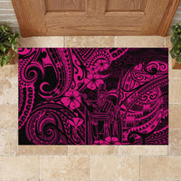 Hawaii King Kamehameha Rubber Doormat Polynesian Pattern Pink Version - Wonder Print Shop