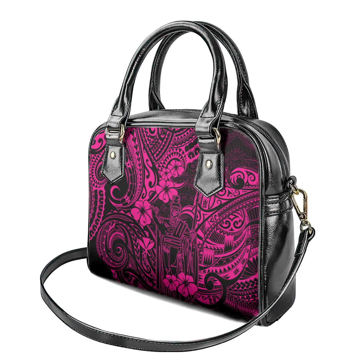 hawaii-king-kamehameha-shoulder-handbag-polynesian-pattern-pink-version