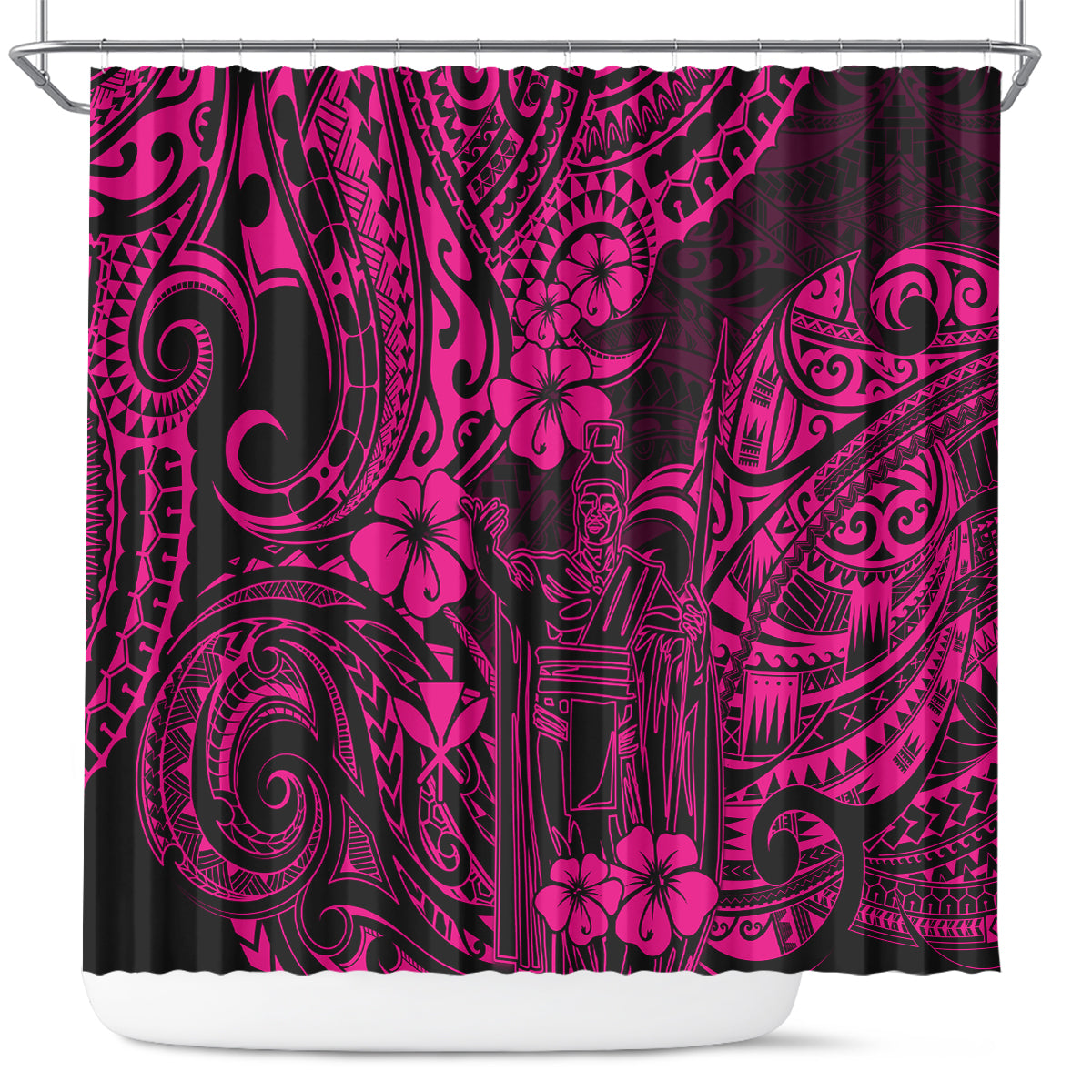 hawaii-king-kamehameha-shower-curtain-polynesian-pattern-pink-version