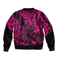 Hawaii King Kamehameha Sleeve Zip Bomber Jacket Polynesian Pattern Pink Version - Wonder Print Shop