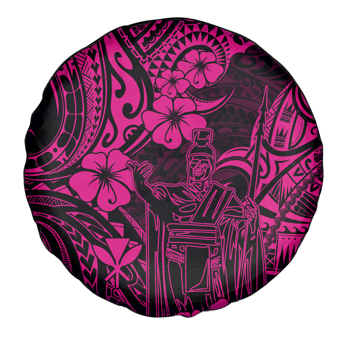 Hawaii King Kamehameha Spare Tire Cover Polynesian Pattern Pink Version - Wonder Print Shop
