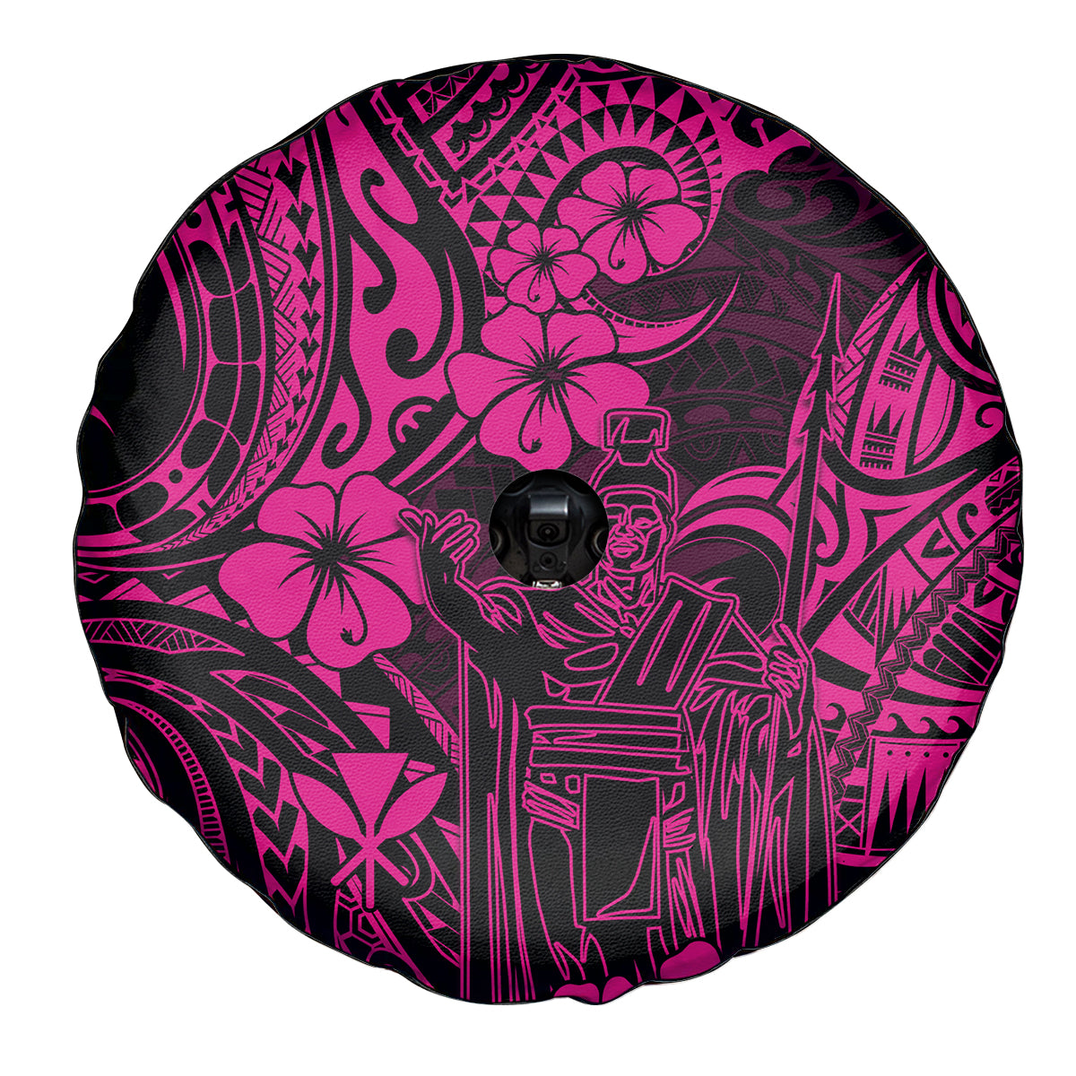 Hawaii King Kamehameha Spare Tire Cover Polynesian Pattern Pink Version - Wonder Print Shop