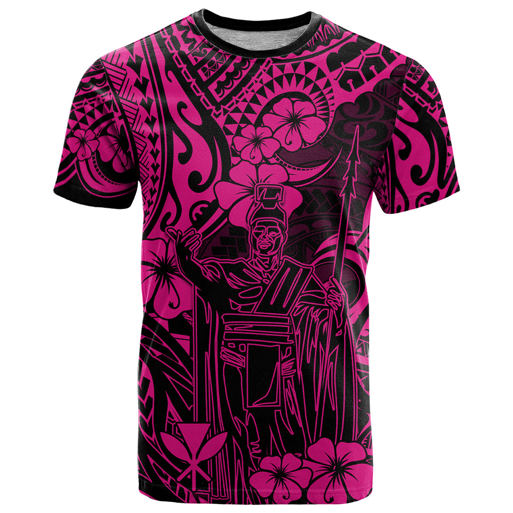 Hawaii King Kamehameha T Shirt Polynesian Pattern Pink Version - Wonder Print Shop