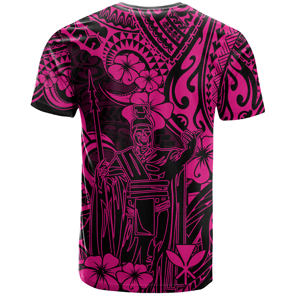 Hawaii King Kamehameha T Shirt Polynesian Pattern Pink Version - Wonder Print Shop
