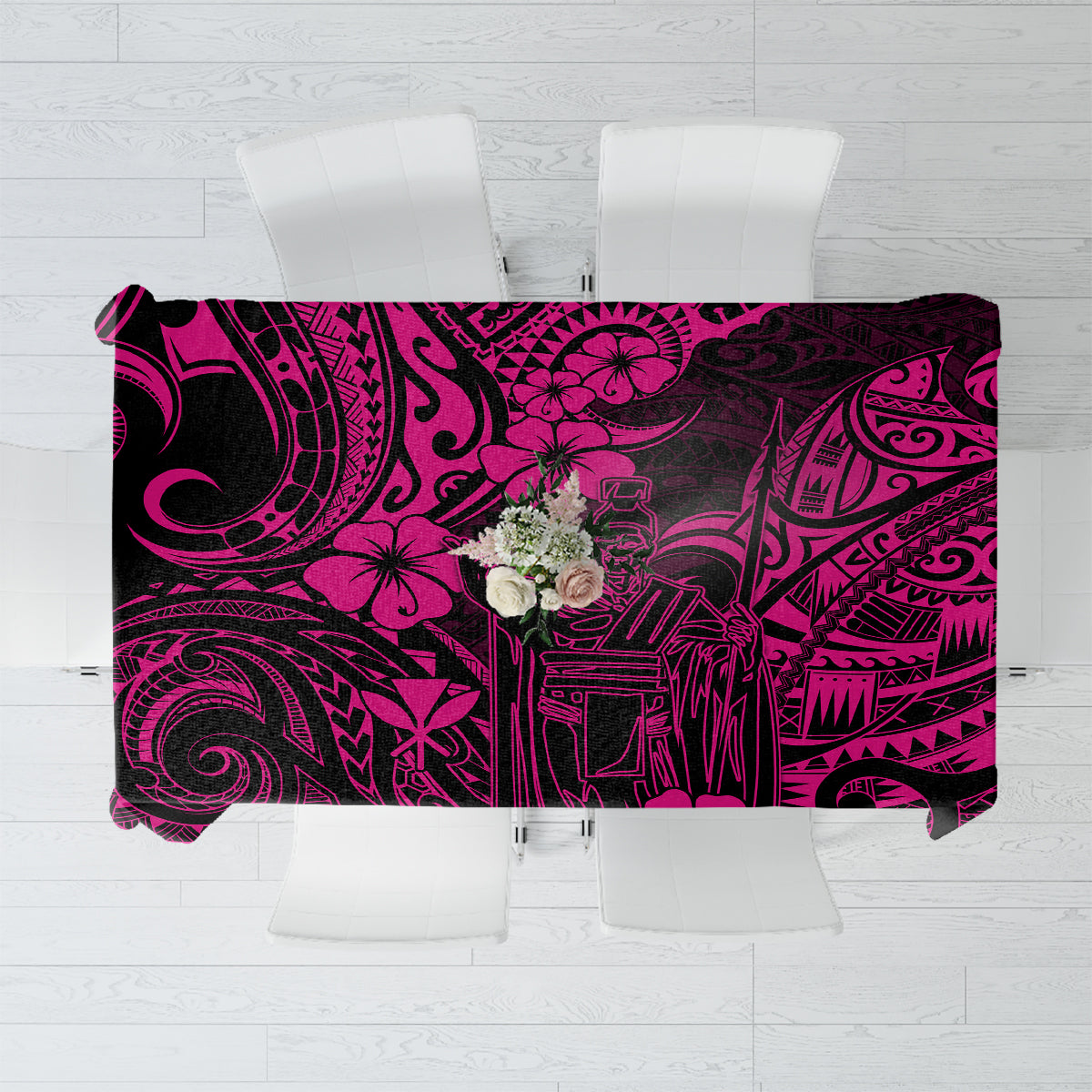 Hawaii King Kamehameha Tablecloth Polynesian Pattern Pink Version - Wonder Print Shop