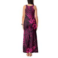 Hawaii King Kamehameha Tank Maxi Dress Polynesian Pattern Pink Version - Wonder Print Shop