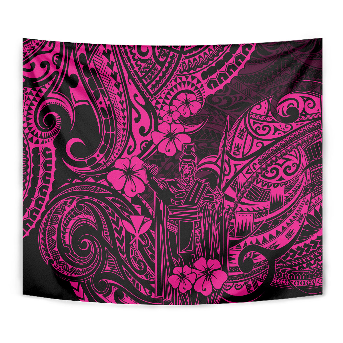 Hawaii King Kamehameha Tapestry Polynesian Pattern Pink Version - Wonder Print Shop