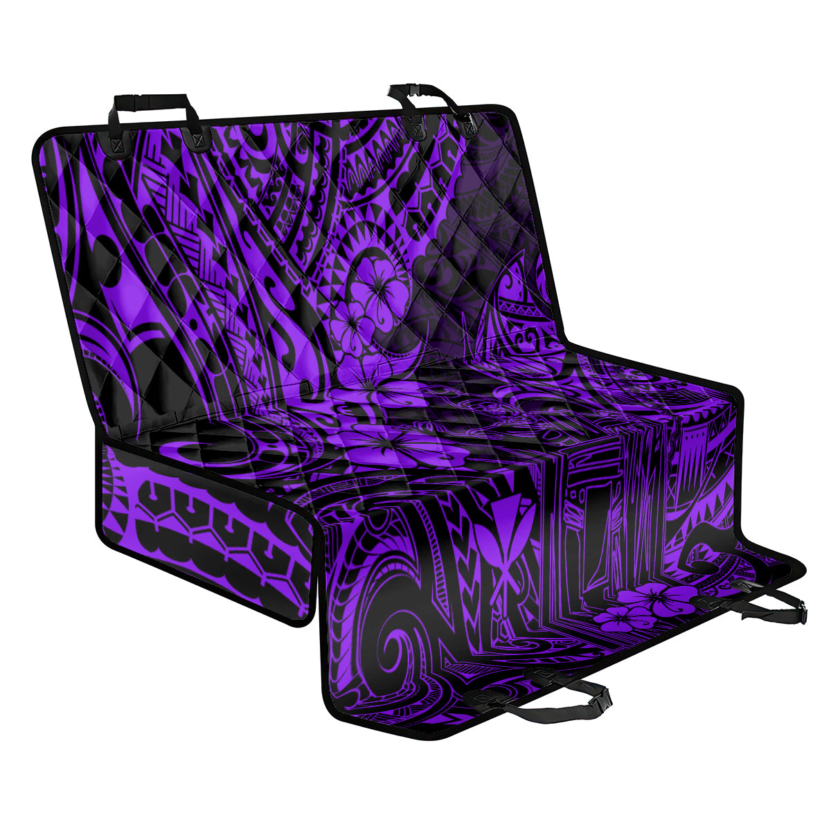 Hawaii King Kamehameha Back Car Seat Cover Polynesian Pattern Purple Version - Wonder Print Shop