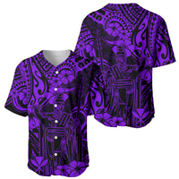 Hawaii King Kamehameha Baseball Jersey Polynesian Pattern Purple Version - Wonder Print Shop