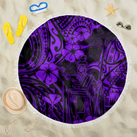 Hawaii King Kamehameha Beach Blanket Polynesian Pattern Purple Version - Wonder Print Shop