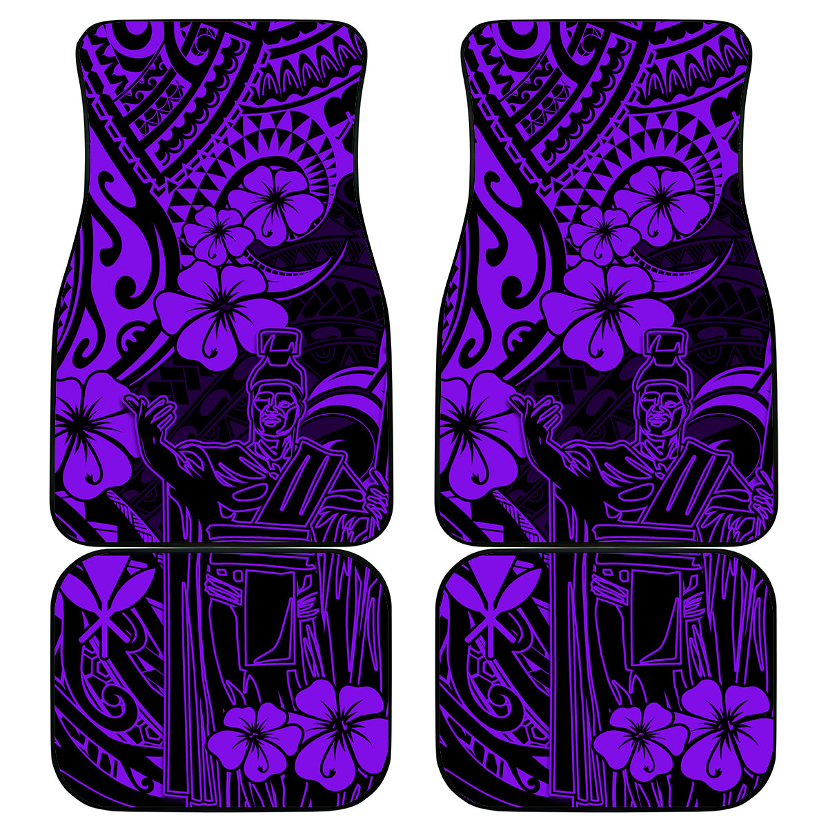 Hawaii King Kamehameha Car Mats Polynesian Pattern Purple Version - Wonder Print Shop