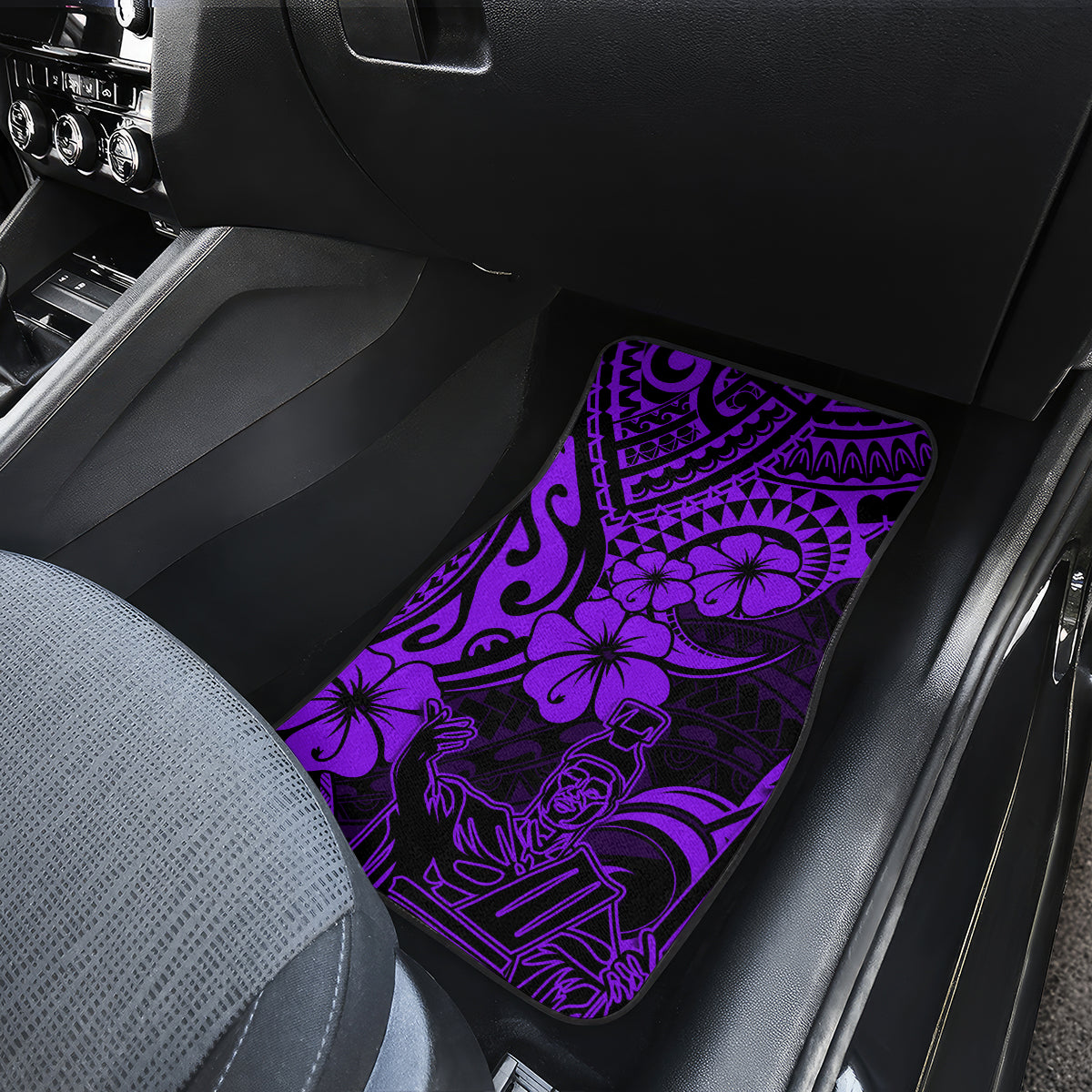 Hawaii King Kamehameha Car Mats Polynesian Pattern Purple Version - Wonder Print Shop