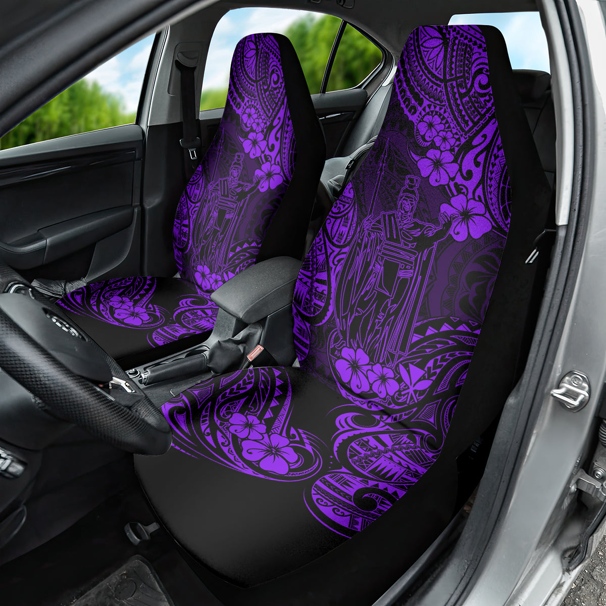 Hawaii King Kamehameha Car Seat Cover Polynesian Pattern Purple Version - Wonder Print Shop
