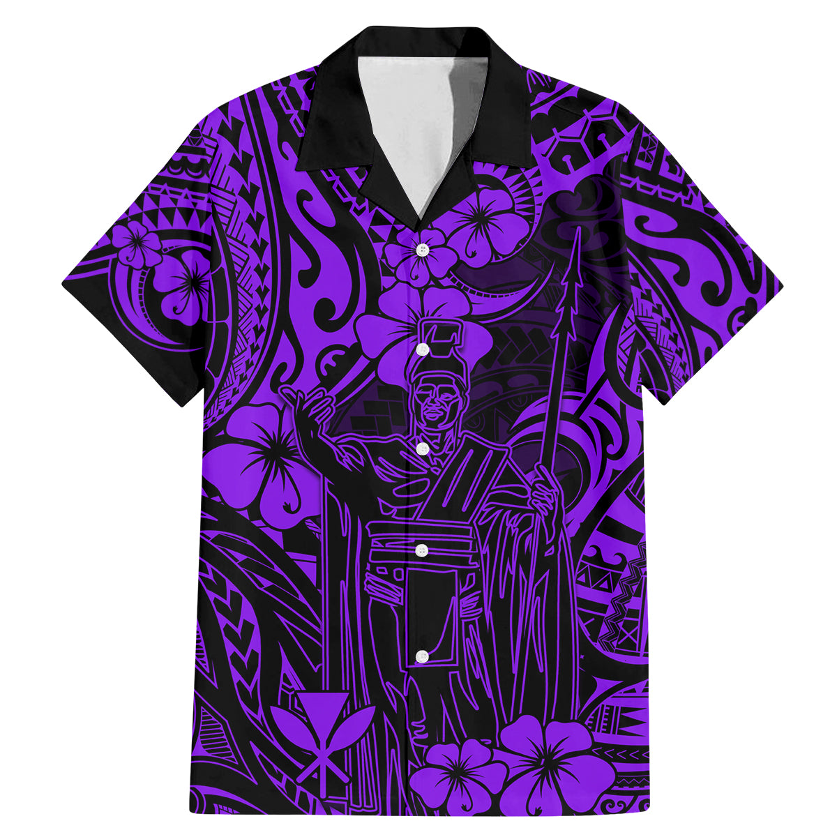 Hawaii King Kamehameha Family Matching Mermaid Dress and Hawaiian Shirt Polynesian Pattern Purple Version - Wonder Print Shop