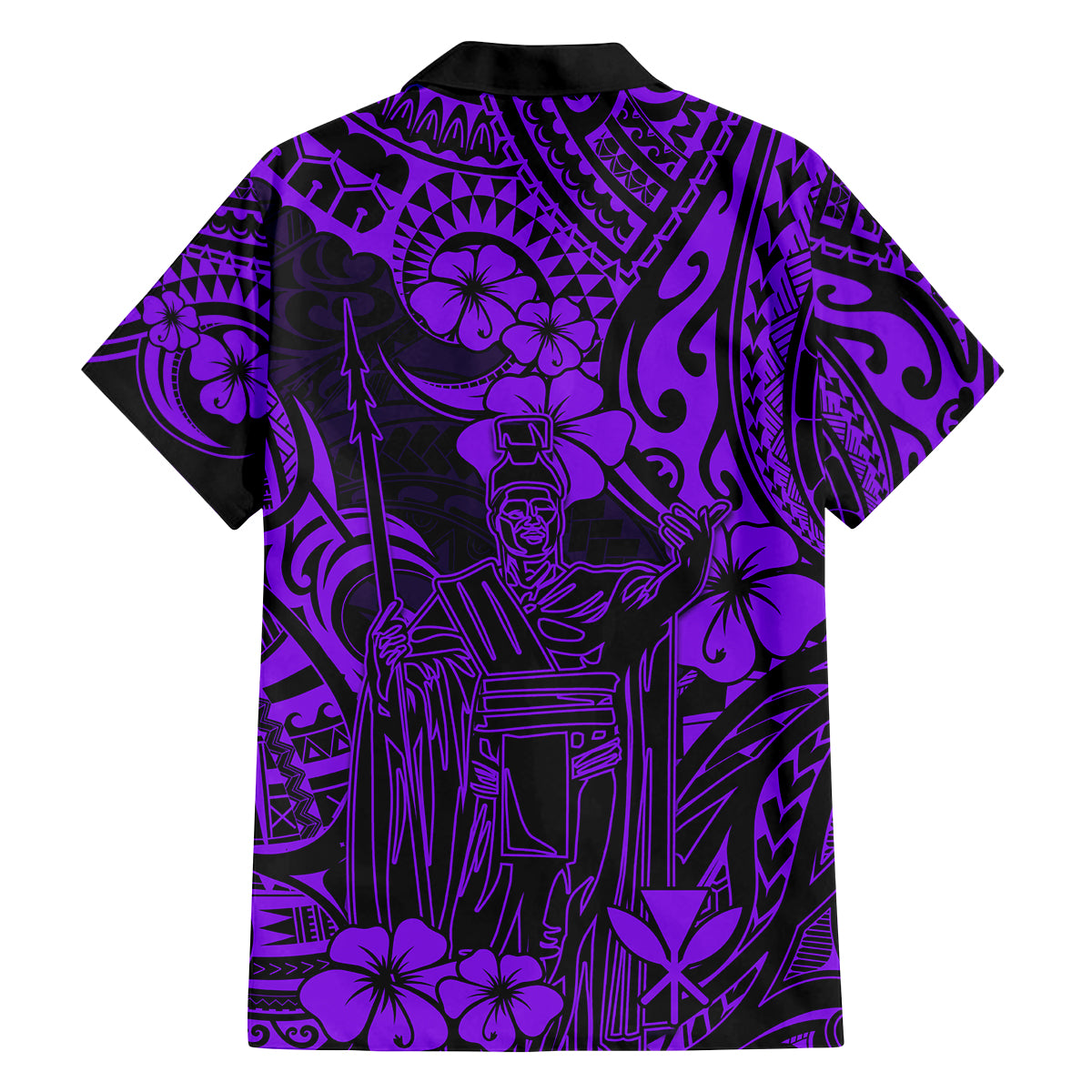 Hawaii King Kamehameha Family Matching Tank Maxi Dress and Hawaiian Shirt Polynesian Pattern Purple Version - Wonder Print Shop