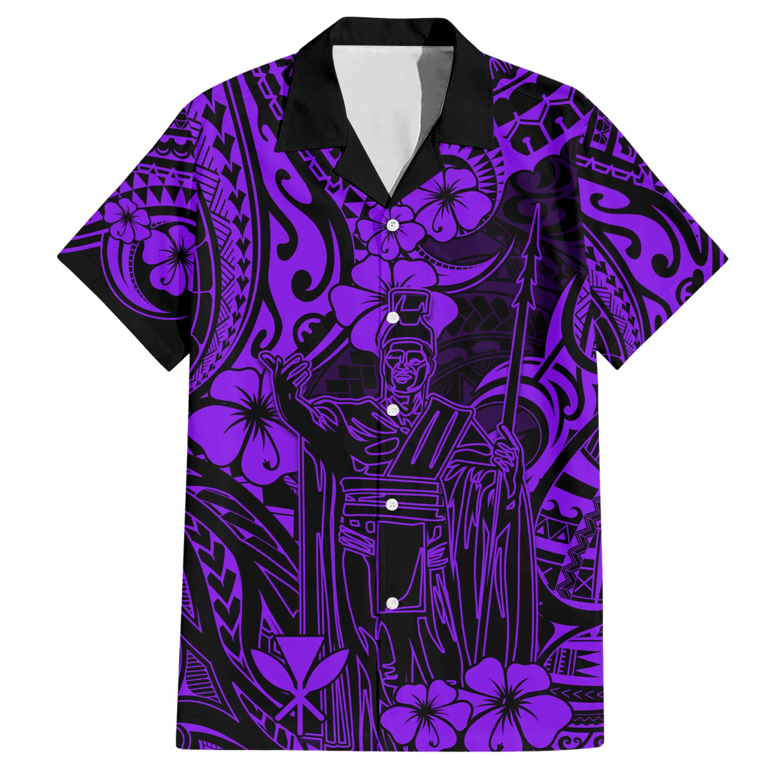 Hawaii King Kamehameha Hawaiian Shirt Polynesian Pattern Purple Version - Wonder Print Shop
