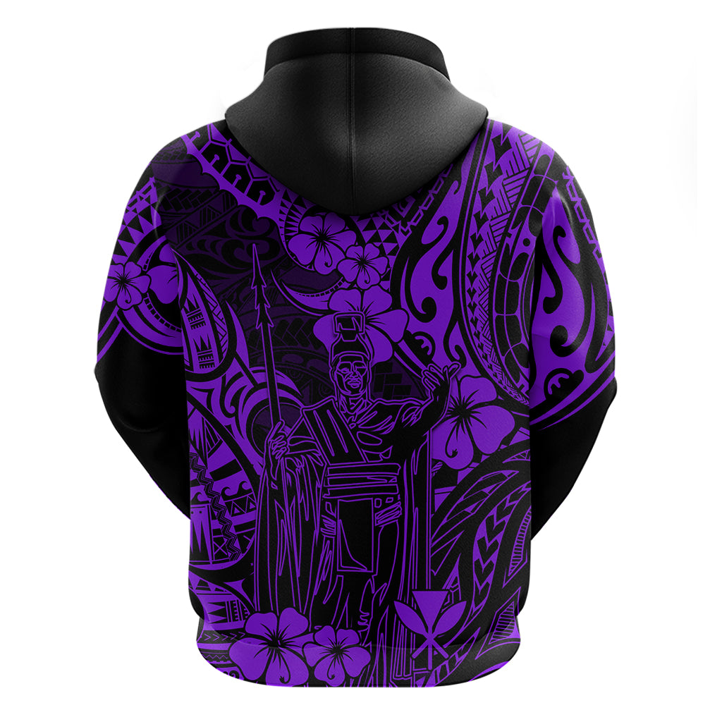 Hawaii King Kamehameha Hoodie Polynesian Pattern Purple Version - Wonder Print Shop