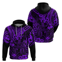 Hawaii King Kamehameha Hoodie Polynesian Pattern Purple Version - Wonder Print Shop