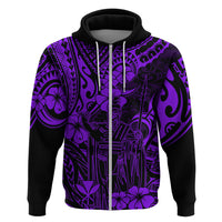 Hawaii King Kamehameha Hoodie Polynesian Pattern Purple Version - Wonder Print Shop
