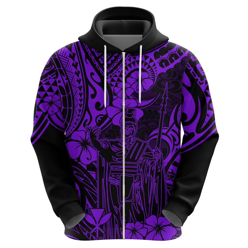 Hawaii King Kamehameha Hoodie Polynesian Pattern Purple Version - Wonder Print Shop