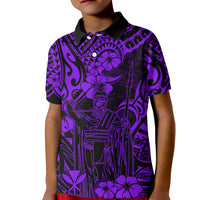 Hawaii King Kamehameha Kid Polo Shirt Polynesian Pattern Purple Version - Wonder Print Shop